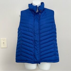 Talbots Womens Duck Down Vest Size M Quilted Puffer Blue